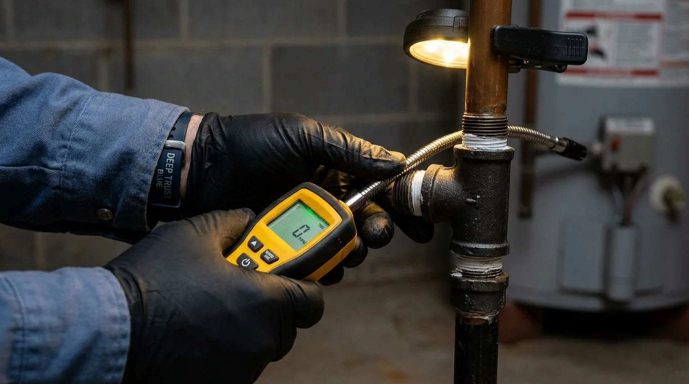 Gas leak detection with electronic sniffer by Johns Plumbing LLC in Buhl