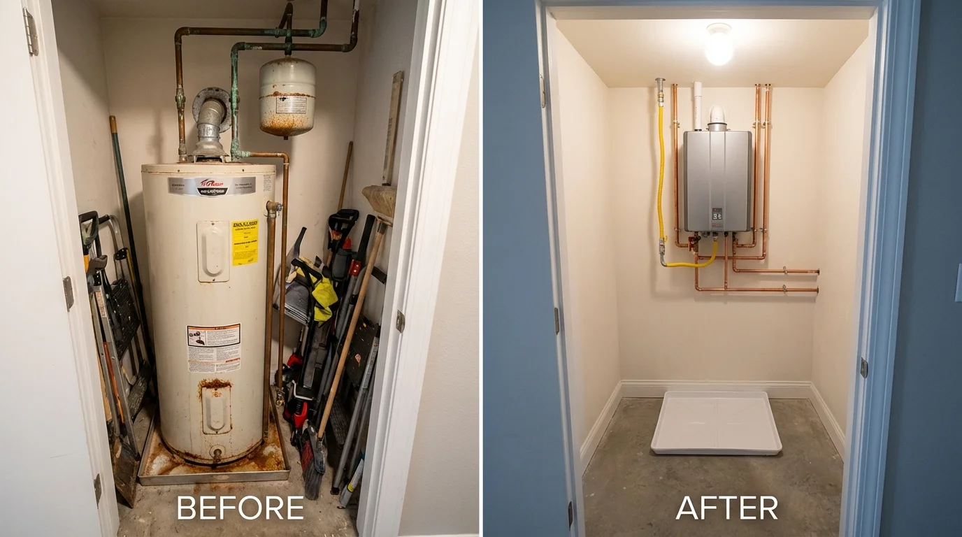 Tank water heater versus wall-mounted tankless unit comparison for Buhl, ID homeowners